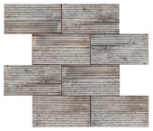 2.8"x6" Silver Industrial Linear Relief Pattern Glazed Ceramic Moisaic | Tiles By Kia