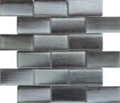 2"X4" Linear Dark Grey Glass Brick Pattern Mosaic | Tiles By Kia