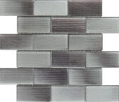 2"X4" Linear Light Grey Glass Brick Pattern Mosaic | Tiles By Kia