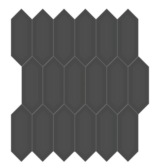 2x5 Retro Black Matte Picket Mosaic | Tiles By Kia