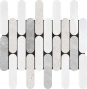 2"x6" Elongated Round White Grey Beige Marble Mix | Tiles By Kia