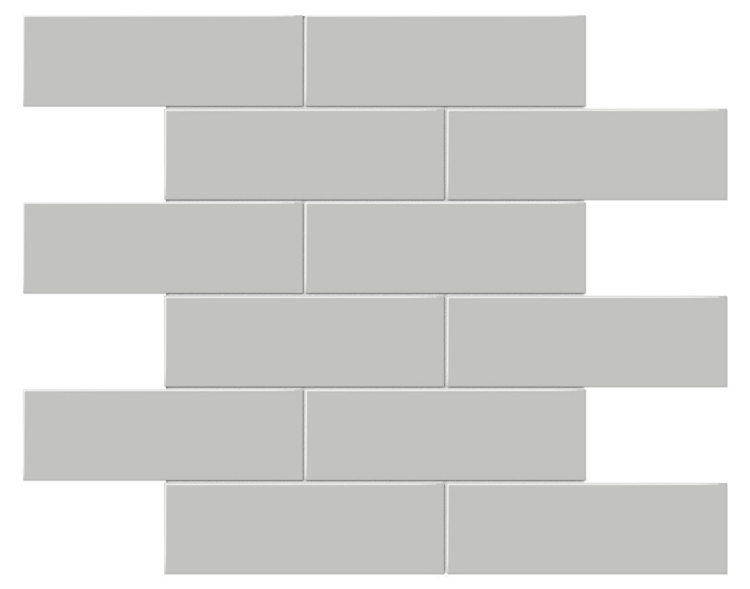 2x6 Loft Grey Glossy Brick Mosaic | Tiles By Kia
