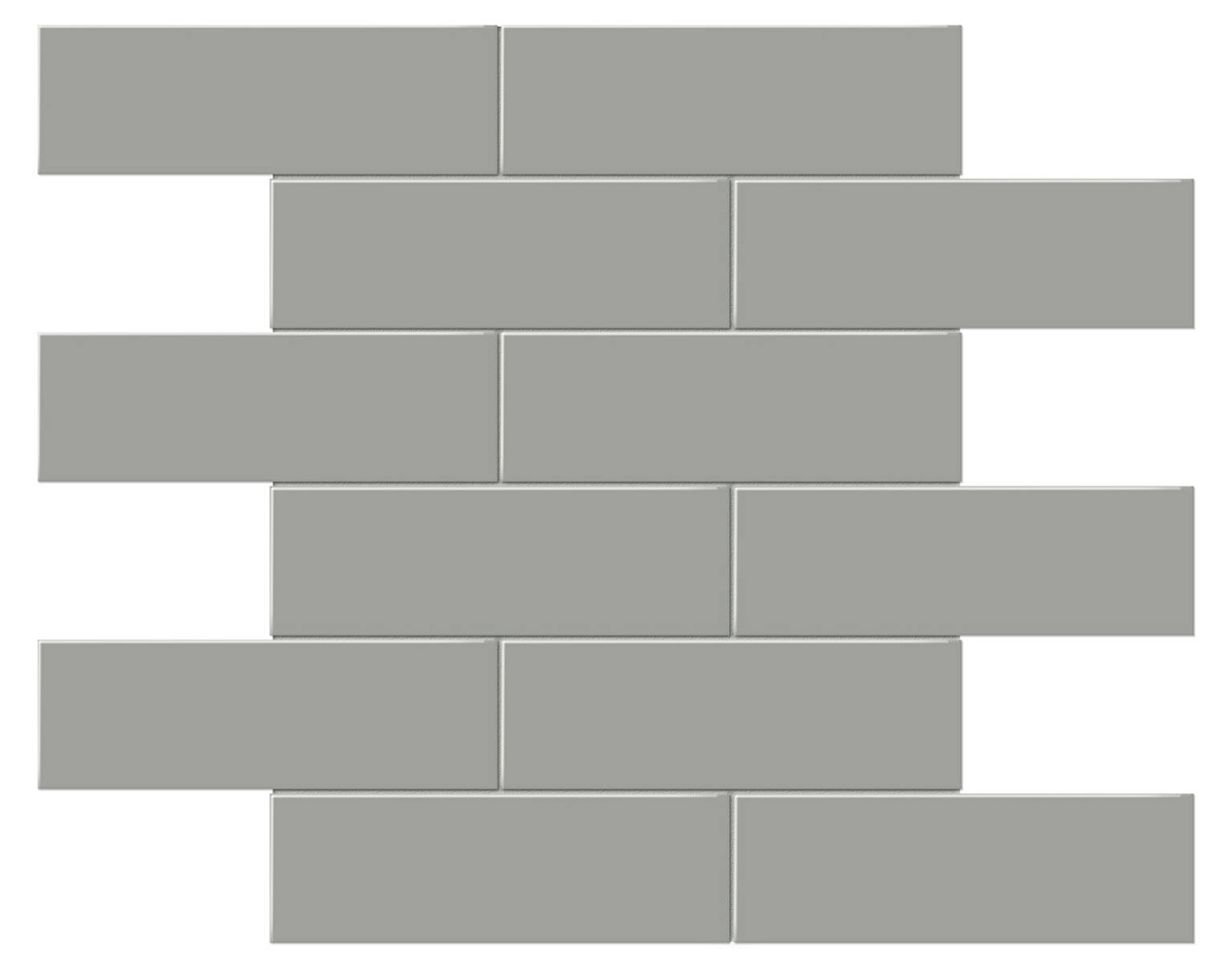 2x6 Taupe Glossy Brick Mosaic | Tiles By Kia