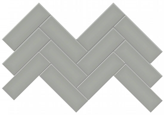 2x6 Taupe Glossy Herringbone Mosaic