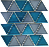 3" Triangular Glazed Ceramic Grey Blue Mosaic | Tiles By Kia