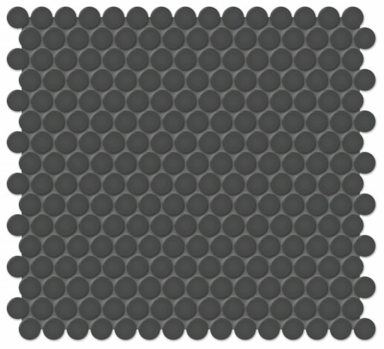 3/4" Retro Black Glossy Penny Round Mosaic
