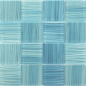3"X3" Glass Pool Striped Aquamarine Mosaic | Tiles By Kia
