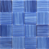 3"X3" Glass Pool Striped Cobalt Blue Mosaic | Tiles By Kia