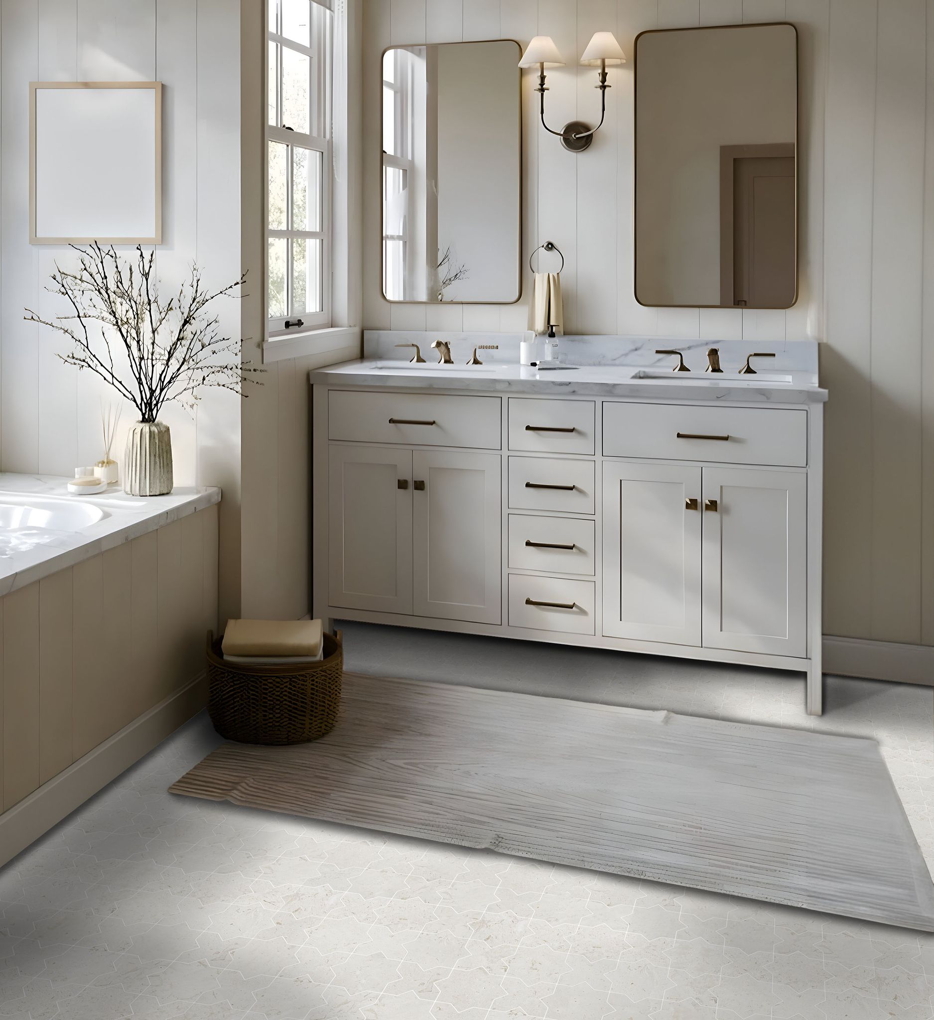 3"x3" Cross & Star Beige Marble  | Tiles By Kia