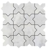 3"x3" Cross & Star White Grey Marble | Tiles By Kia