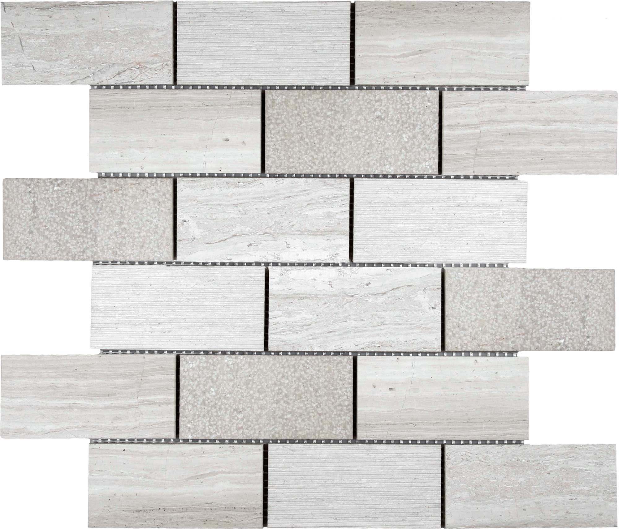 5x10cm Multi Finish Mosaic Limestone