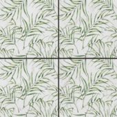 6"x6" Green Palm Leaf Printed Beige Marble | Tiles By Kia