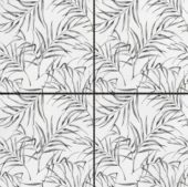 6"x6" Grey Palm Leaf Printed White Marble | Tiles By Kia