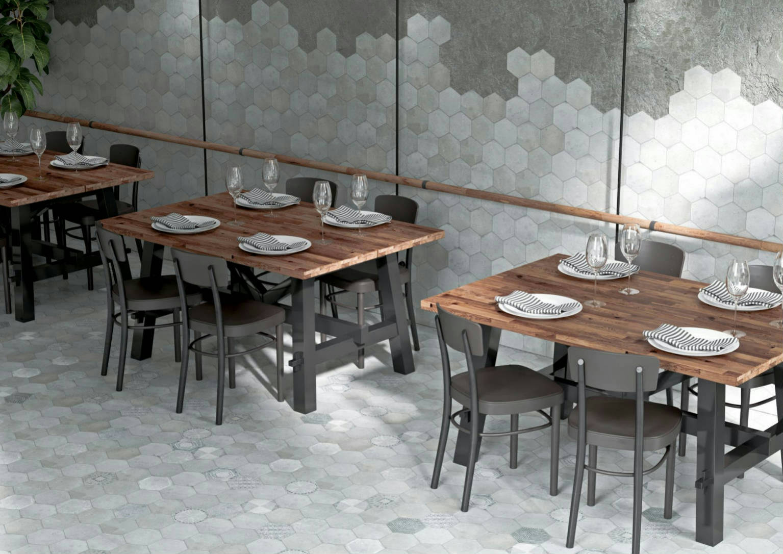 Alma 5.5x6.3” Grey and Grey Decor Hexagon 0 | Tiles By Kia