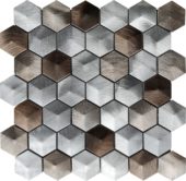 Aluminum Hexagon 19 Brown Mosaic | Tiles By Kia