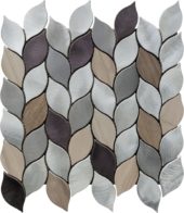 Aluminum & Marble Leaves 19 Grey Brown Mosaic 11"x12" | Tiles By Kia