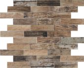 Beige Brown Mix Wood 1.1"x4" Glazed Ceramic Mosaic | Tiles By Kia