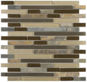 Beige Brown Slate Glass Baguette Mosaic | Tiles By Kia