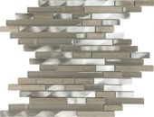 Beige Marble Glass Brushed Metal Baguette Interlocking Mosaic | Tiles By Kia