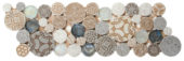 Beige Penny Round Décor / Glass Interlocking Border | Tiles By Kia