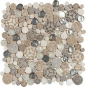 Beige Penny Round Décor/Glass Stone Interrlocking Mosaic | Tiles By Kia