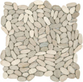 Beige Sliced Matte Pebble Interlocking Mosaic | Tiles By Kia