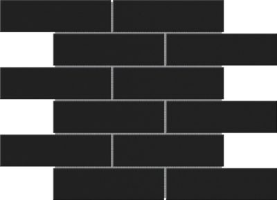 Black Brick Pattern Glossy Glazed Ceramic 2″x6″