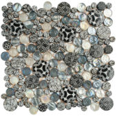 Black Penny Round Décor/Glass Stone Interlocking Mosaic | Tiles By Kia