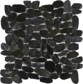 Black Sliced Polished Pebble Interlocking Mosaic | Tiles By Kia