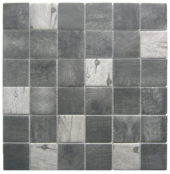 Black/Grey Recycled Glass Mix 2X2" Square Mosaic | Tiles By Kia