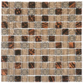 Brown Decor Mix Marble Glass 7/8"X7/8" Mosaic | Tiles By Kia