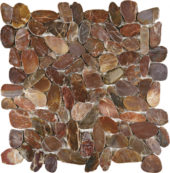 Brown Sliced Polished Pebble Interlocking Mosaic | Tiles By Kia