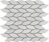 Elongated Hexagon White Grey "Leaves" Mosaic | Tiles By Kia