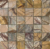Forest Brown Polished Marble Mosaic 2"x2" | Tiles By Kia