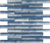 Glass Baguette Blue Mix Matte Interlocking Mosaic | Tiles By Kia