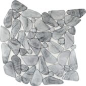 Glass Pebble Light Grey Marble Pattern Mix Mosaic 11.4"11.4" | Tiles By Kia