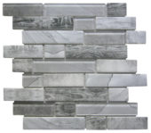 Grey Glass Rectangle/Dark Grey Recycled Glass Interlocking Mosaic | Tiles By Kia