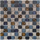 Grey/Blue Glass Mix Marble Mosaic 1 | Tiles By Kia