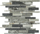 Grey/Green/Beige Mix Stone Baguette Interlocking Mosaic | Tiles By Kia