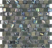 Grey/Green/Beige Mix Stone Glass 1"X1" Mosaic | Tiles By Kia