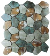 Hexagon Aluminum Mix Green Grey Beige 11.4"x12.2" | Tiles By Kia