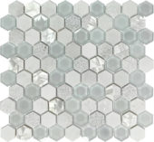 Hexagon Glass Marble & Mother Pearl White Mix Mosaic | Tiles By Kia