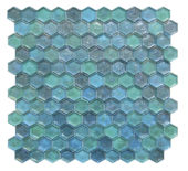 Hexagon Mix Blue Glass Mosaic | Tiles By Kia