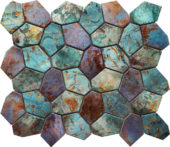 Hexagon Mix Metallic Green Rust Mosaic | Tiles By Kia