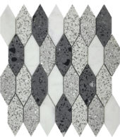 Long Hexagon Terrazzo Marble White Grey Black Mix Mosaic | Tiles By Kia