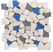 Mini Opus Beige Grey Marble Mix & Blue Glass | Tiles By Kia