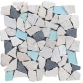 Mini Opus Beige Grey Marble Mix & Green Glass | Tiles By Kia