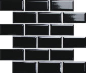 Mini Subway Black Glazed Porcelain Interlocking Mosaic 2"X4" | Tiles By Kia