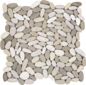Mix White/Beige Sliced Matte Pebble Interlocking Mosaic | Tiles By Kia