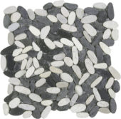 Mix White/Black Sliced Matte Pebble Interlocking Mosaic | Tiles By Kia